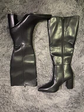 6 black leather knee high boots CELLENZ